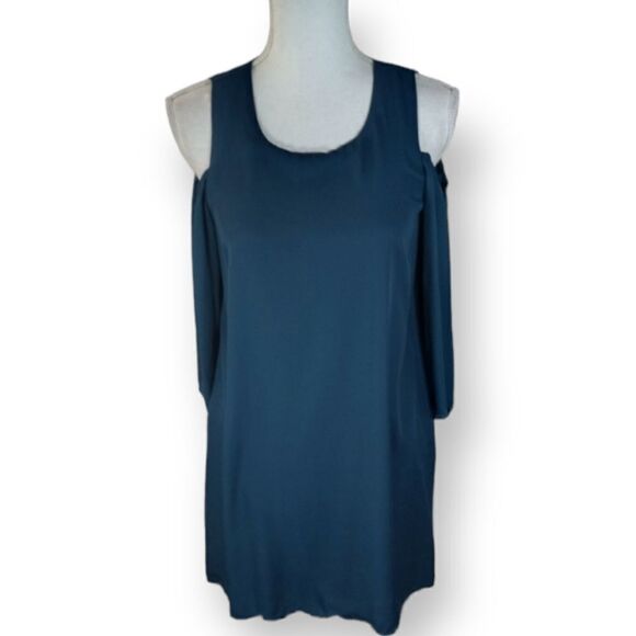 LILY ROSE TEAL COLD SHOULDER DRESS DRESS SZ.S EUC - Picture 1 of 7
